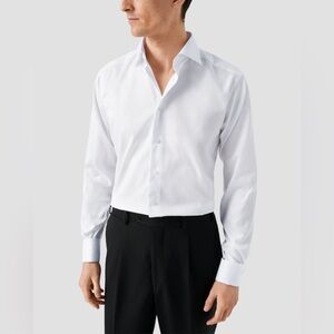 Eton White Signature Twill Shirt French Cuffs Size 19 3/4